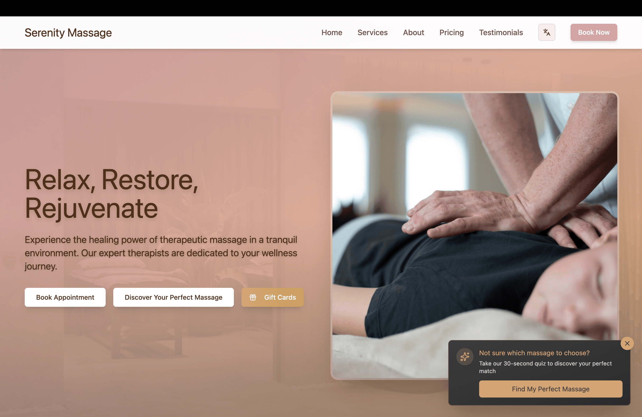 Webdesign Projekt Serentity Massage